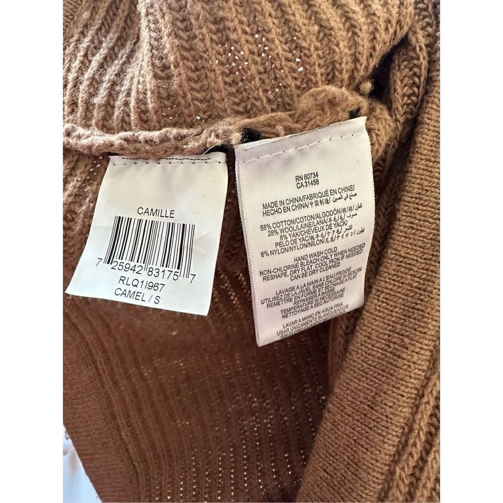 BCBG Tan Ribbed Knit Dolman Sleeve Camille Cropped Sweater - Picture 5 of 5